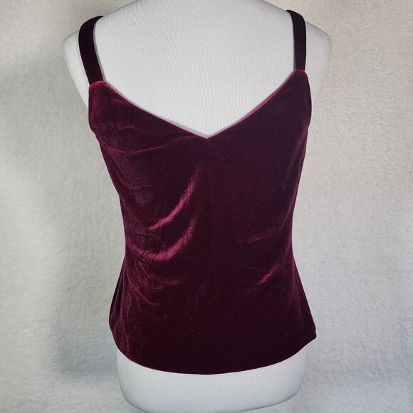 Vintage Alex Evenings Velvet Cami Top Small Maroon Sequin Fairygrunge Whimsigoth - Picture 2 of 8